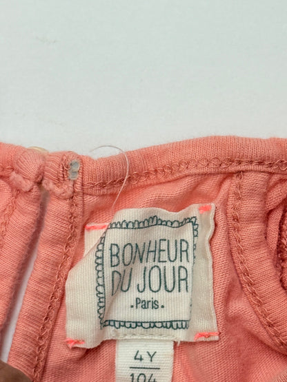 Bonheur du Jour Paris Coral Ruffle Top 4T