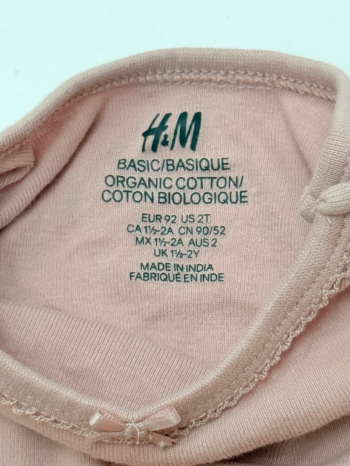 H&M Organic Cotton Bodysuit Size 2T