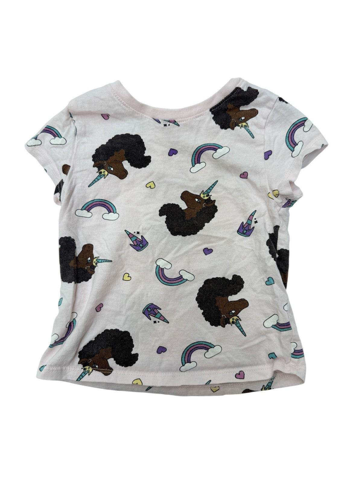 Afro Unicorn Rainbow Print T-Shirt 3T