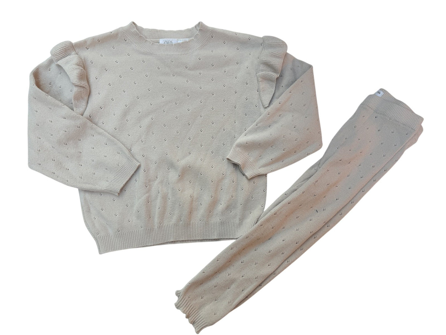 Zara Knit Pointelle Top & Leggings Set 3/4Y