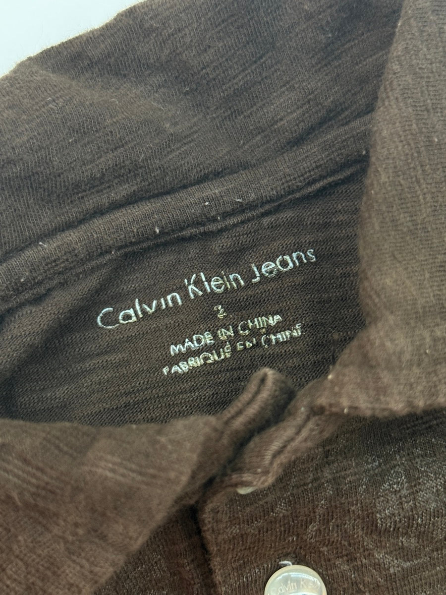 Calvin Klein Jeans Brown Embroidered Top Size 2