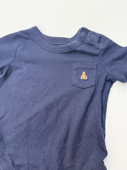 Baby Gap Navy Pocket Bear Bodysuit 6-12M