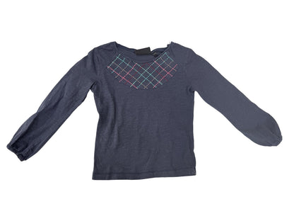 Mexx Gray Long Sleeve Embroidered Top Size 5-6