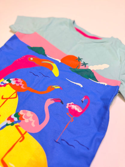 Mini Boden Flamingo Beach T-Shirt 2-3Y