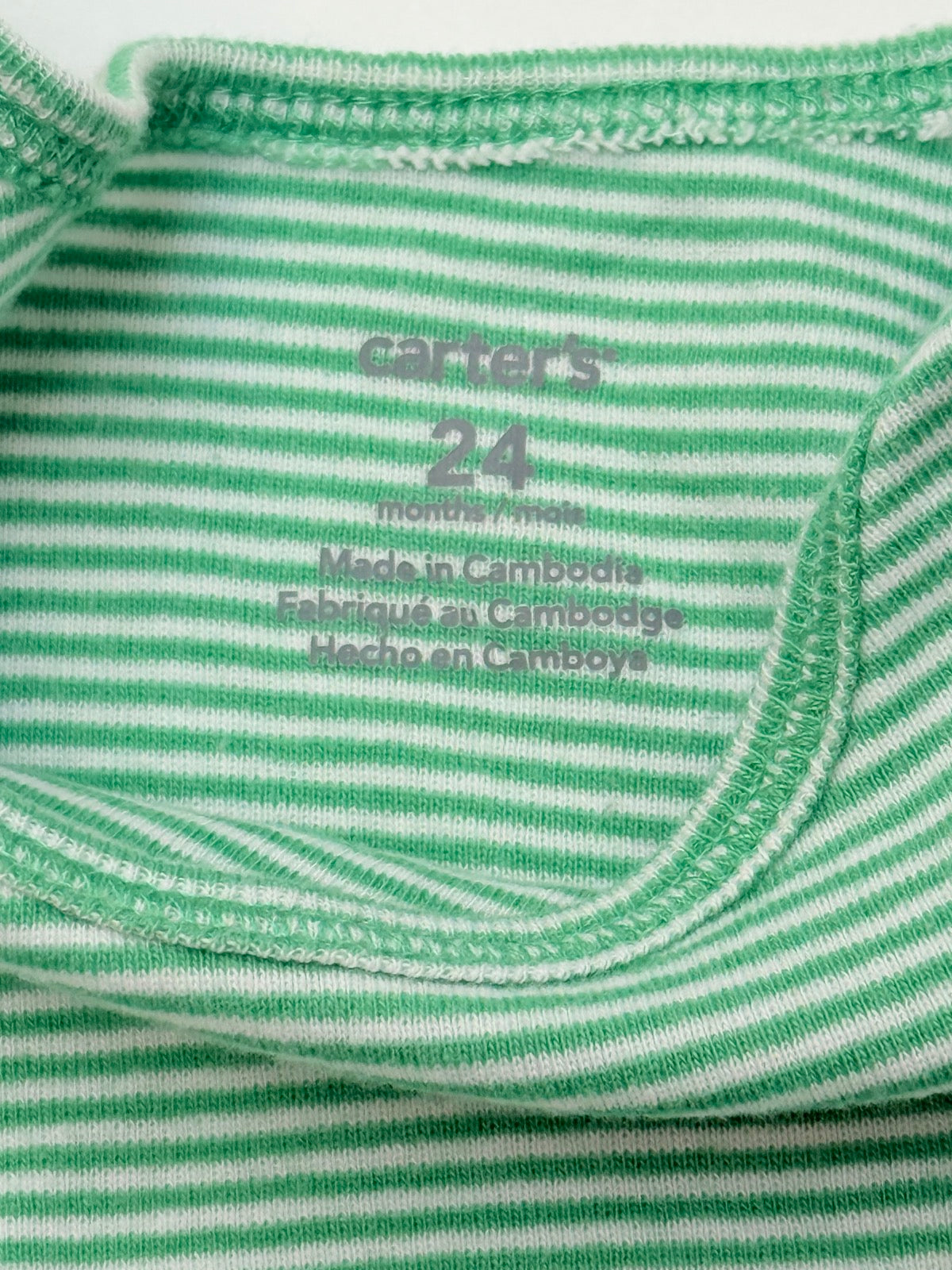 Carter's Green Striped Bodysuit 24 Months