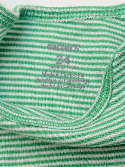 Carter's Green Striped Bodysuit 24 Months