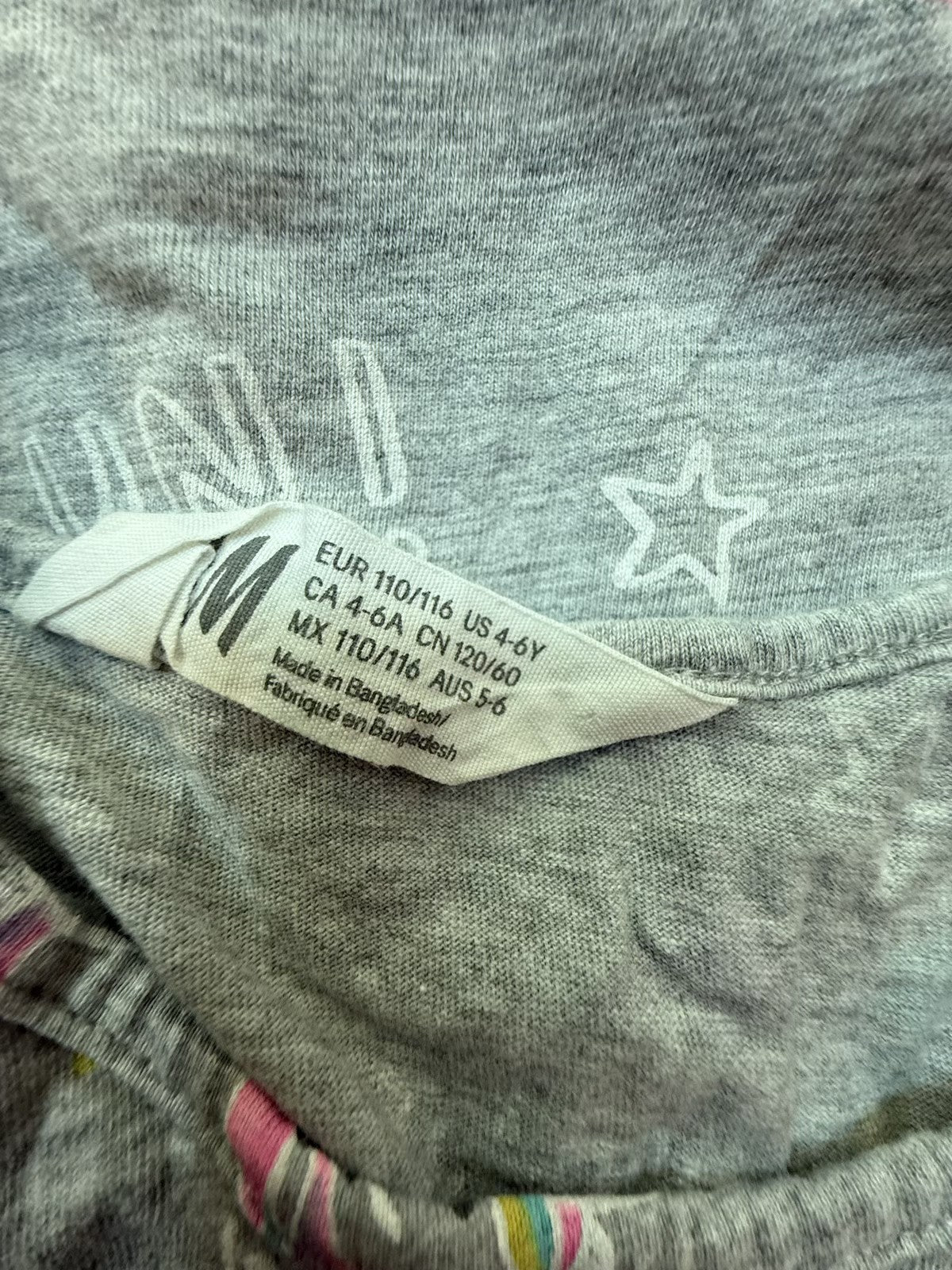 H&M Gray Unicorn Print Dress Size 4-6Y