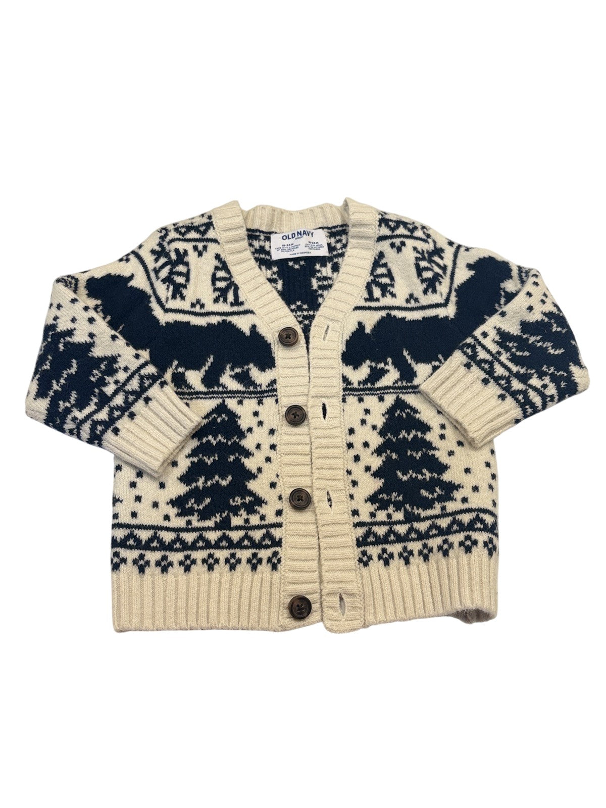 Old Navy Fair Isle Bear Cardigan 18-24M