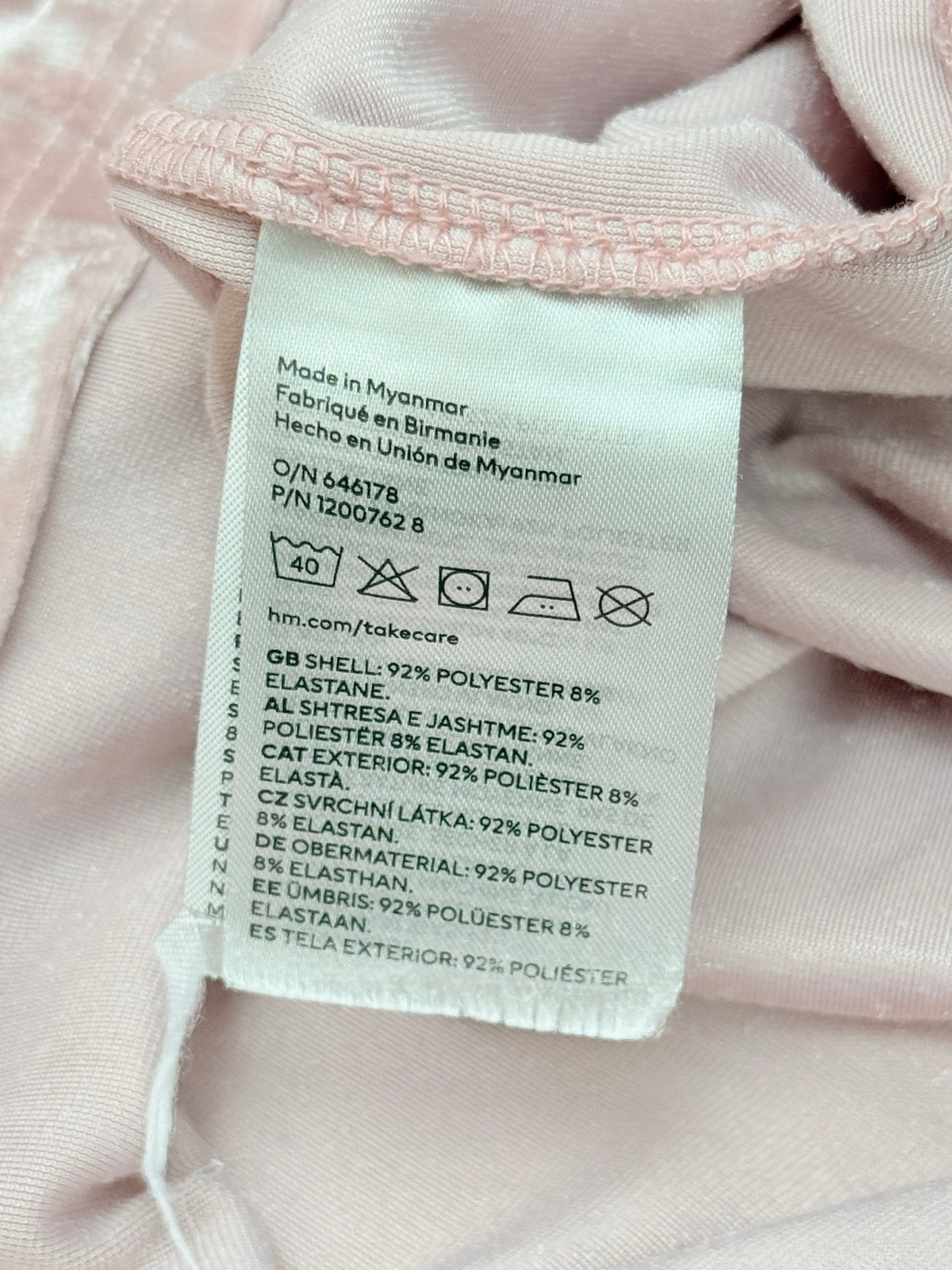 H&M Pink Velvet Long Sleeve Dress 8