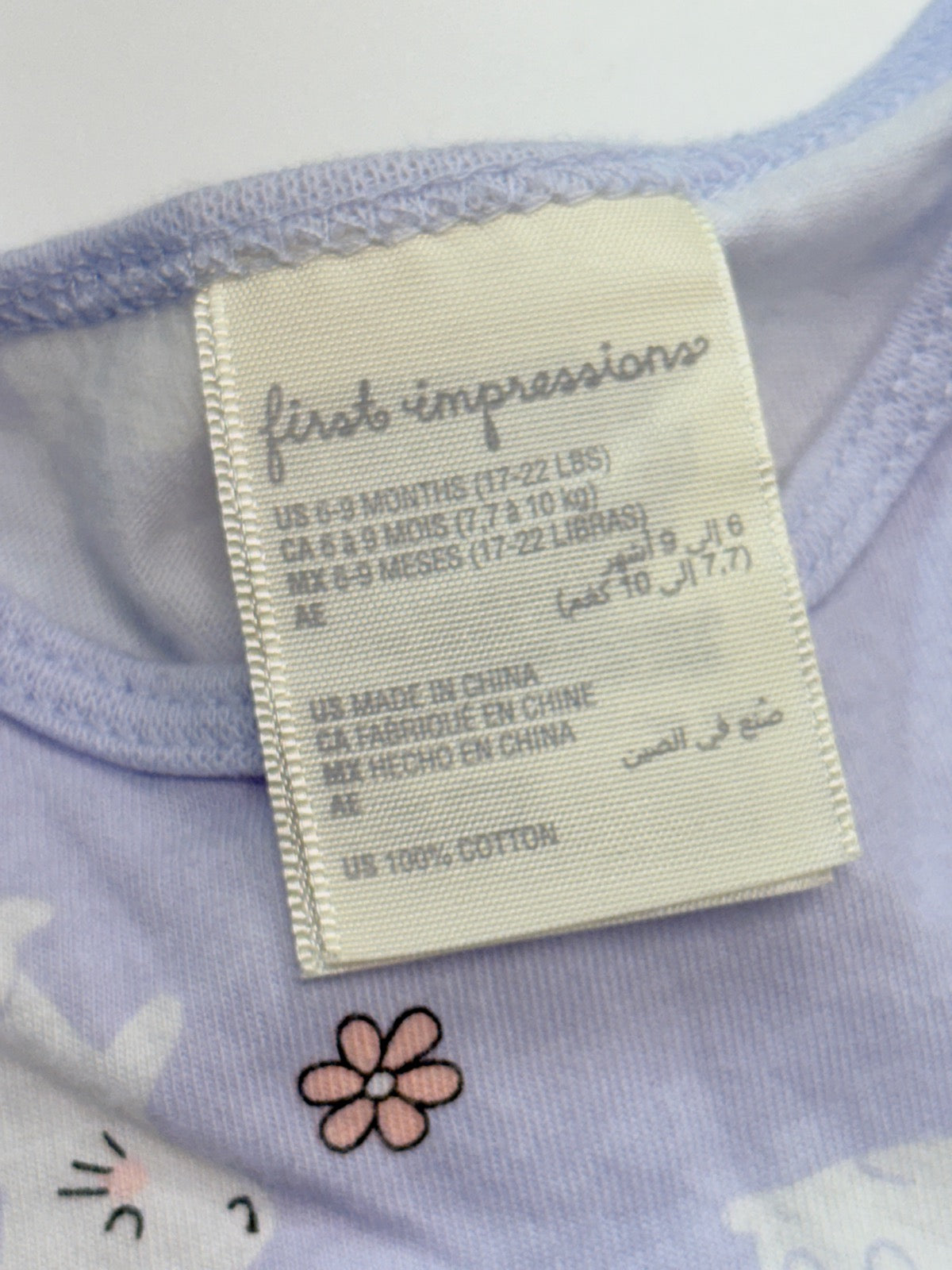 First Impressions Lavender Bunny Dress 6-9M