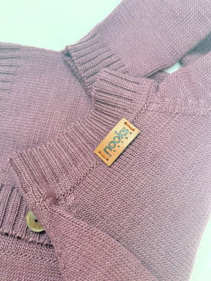 Nooks Design Purple Merino Cardigan 2/3Y