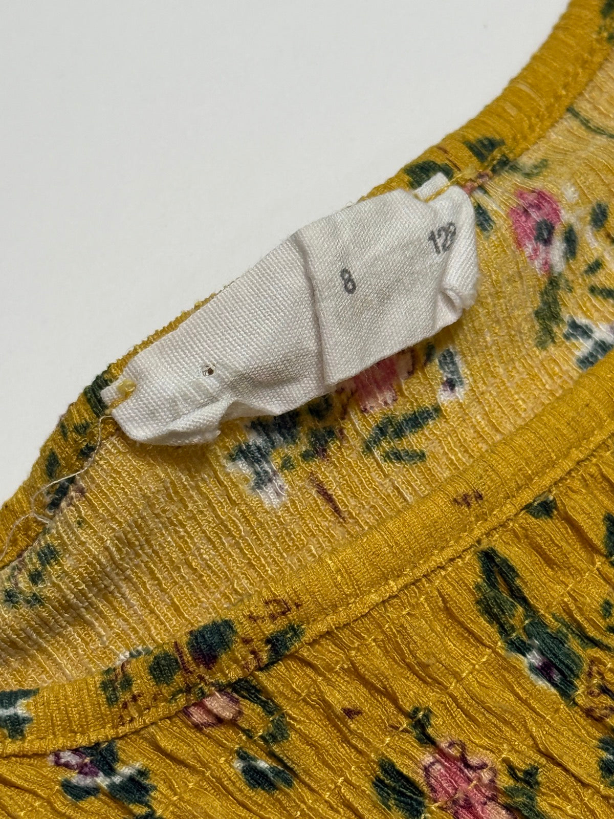 Zara Mustard Floral Smocked Dress Size 8