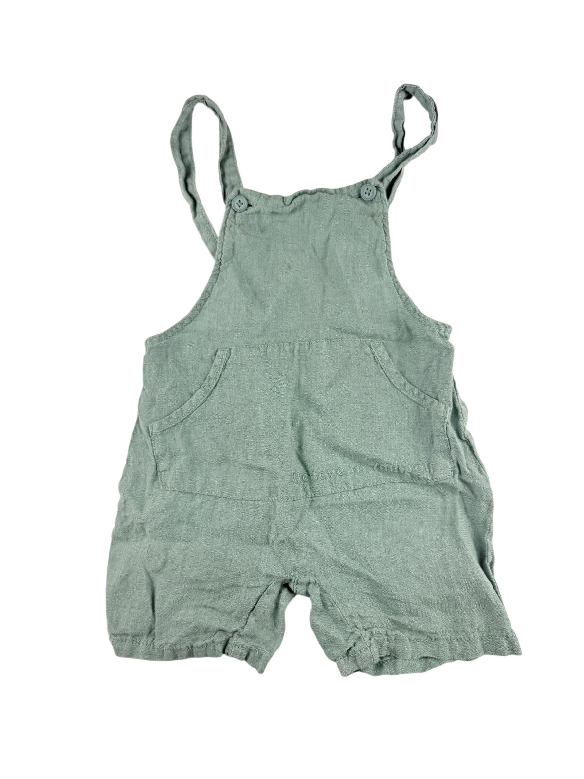 Fagottino Sage Green Linen Overalls Size 24-30M