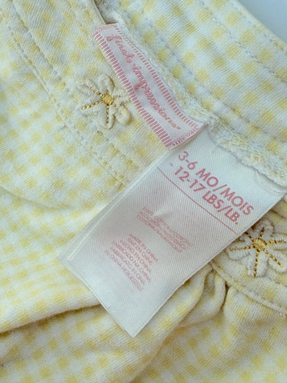 First Impressions Yellow Gingham Romper 3-6M