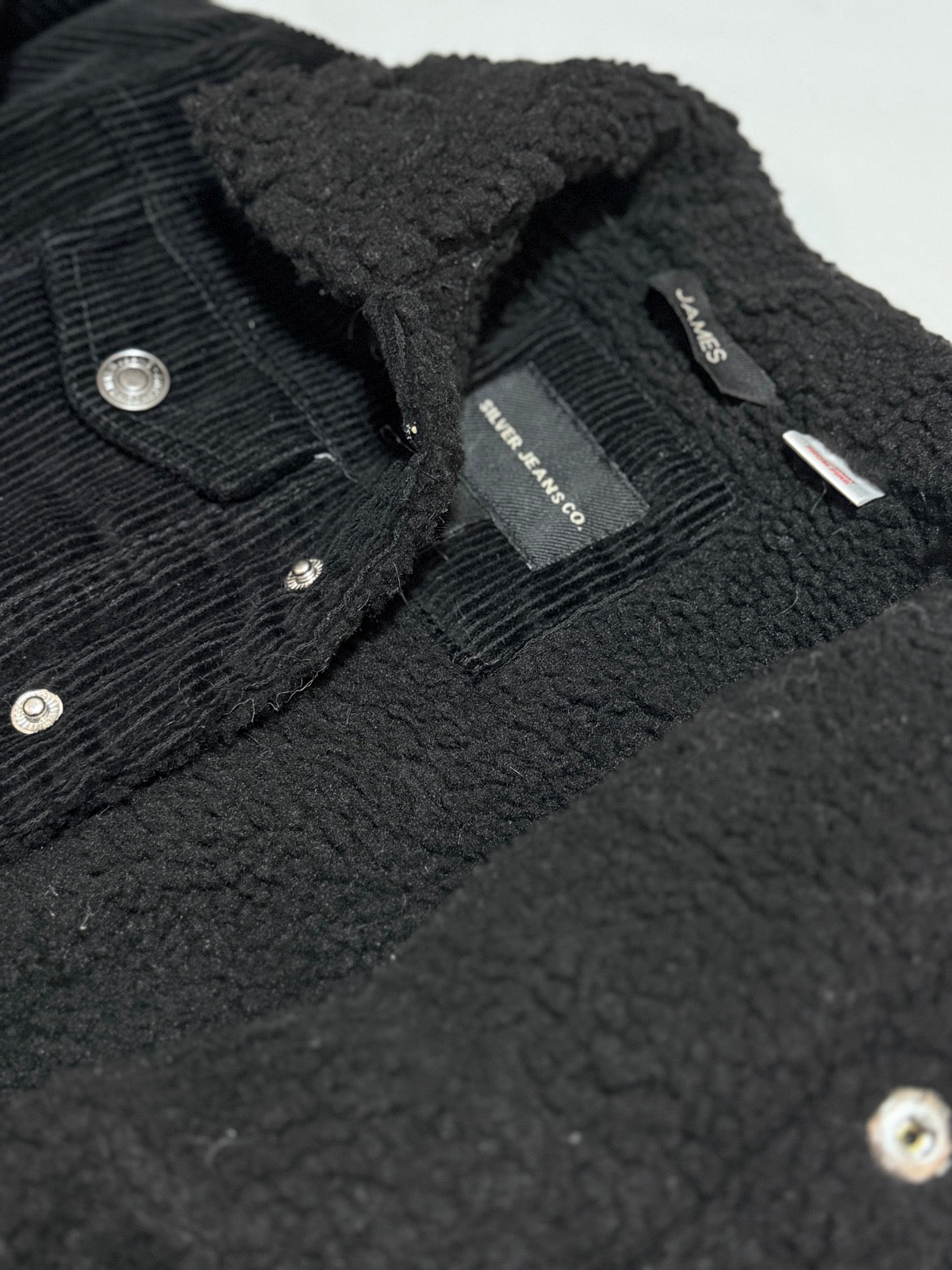Silver Jeans Co. Black Corduroy Sherpa Jacket Size 4