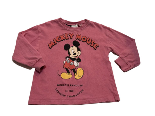 Zara Disney Mickey Mouse Rose Manches Longues 3-4 Ans