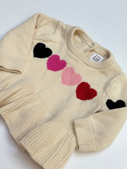 Baby Gap Heart Knit Peplum Sweater 0-3M