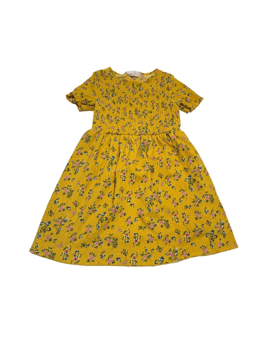 Zara Mustard Floral Smocked Dress Size 8