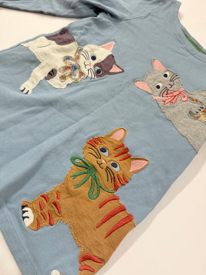 Mini Boden Cat Appliqué Long Sleeve Top 4-5Y