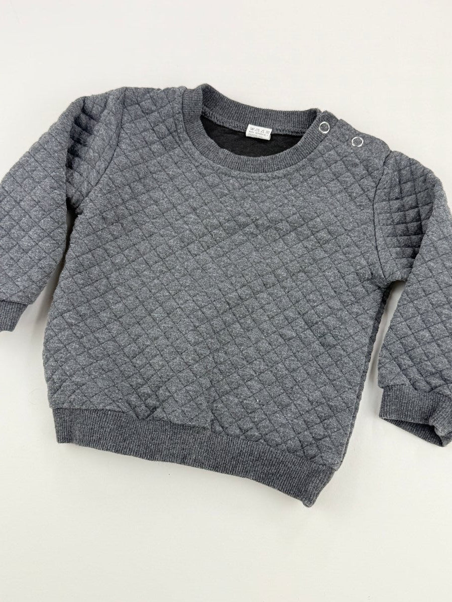 Gray Quilted Sweatshirt and Jogger Set 6-9M