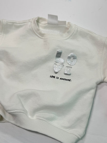 Zara Love Is Awesome White Sweatshirt 18-24M