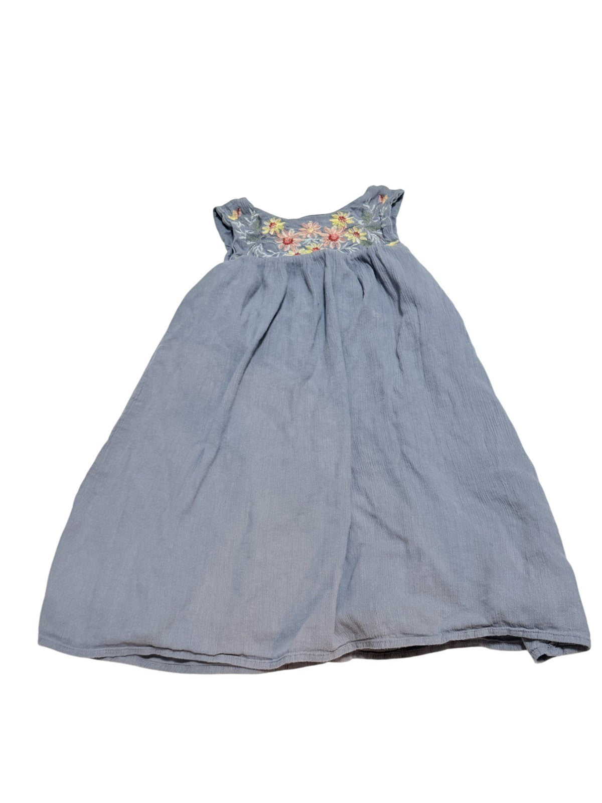 Gap Kids Floral Embroidered Blue Dress Size 8-9