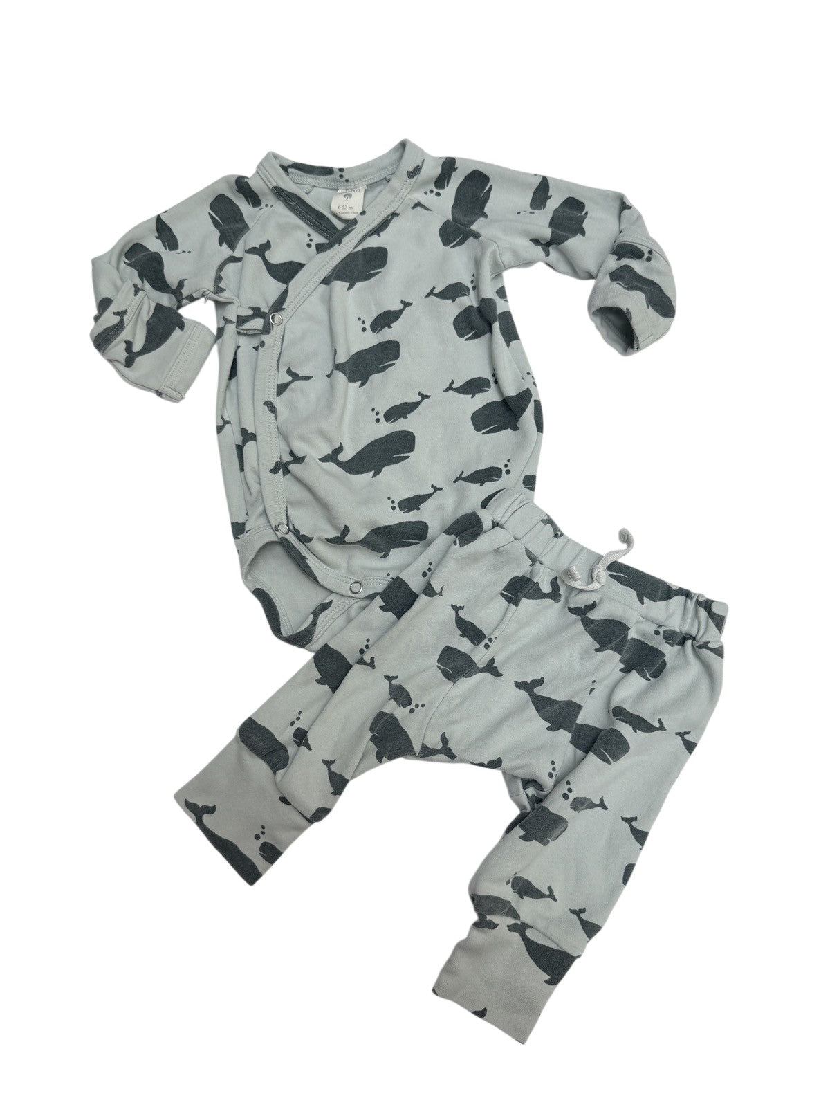 Quincy Mae Whale Print Bodysuit Set 6-12m