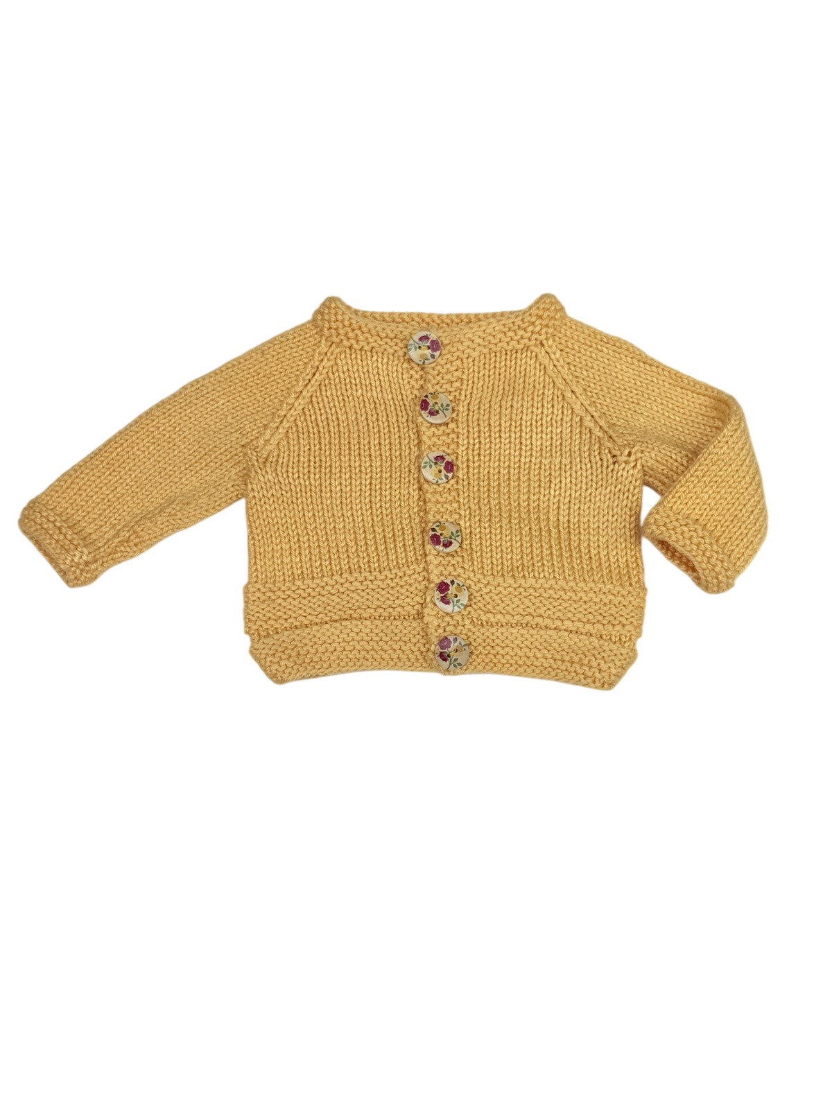 Handmade Yellow Knit Baby Cardigan Sweater 0-3m