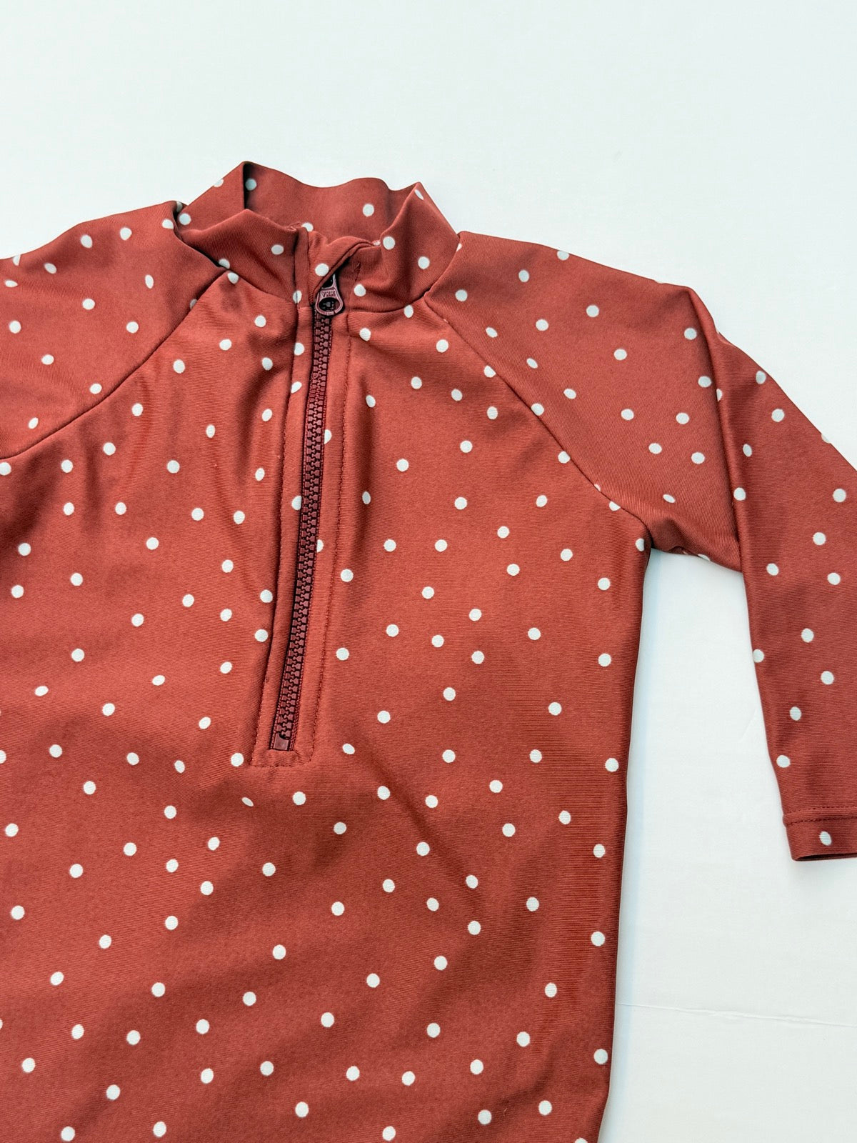 Little Earthling Polka Dot Rash Guard Romper 6-9M