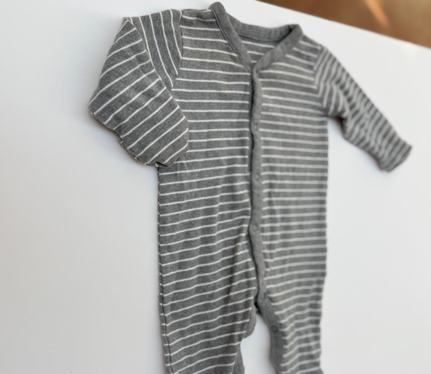Mothercare Gray Stripe Footed Sleeper 3-6m