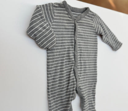 Mothercare Gray Stripe Footed Sleeper 3-6m