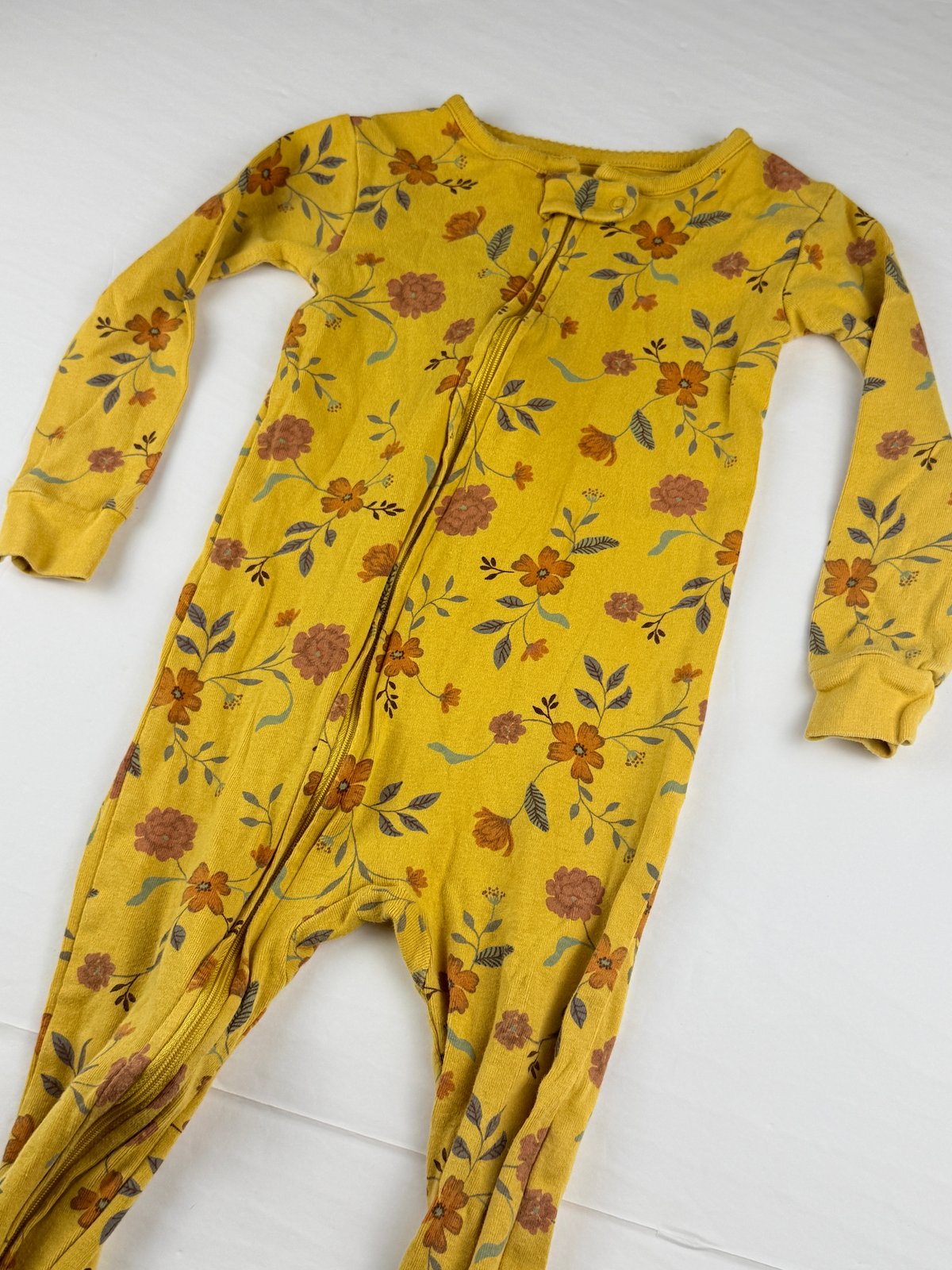 Carter's Yellow Floral Sleeper 2T