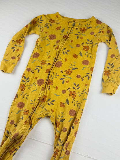 Carter's Yellow Floral Sleeper 2T