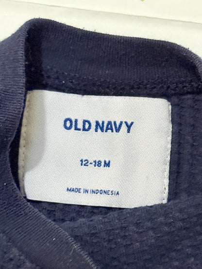Old Navy Navy Waffle Knit Sweatshirt 12-18M