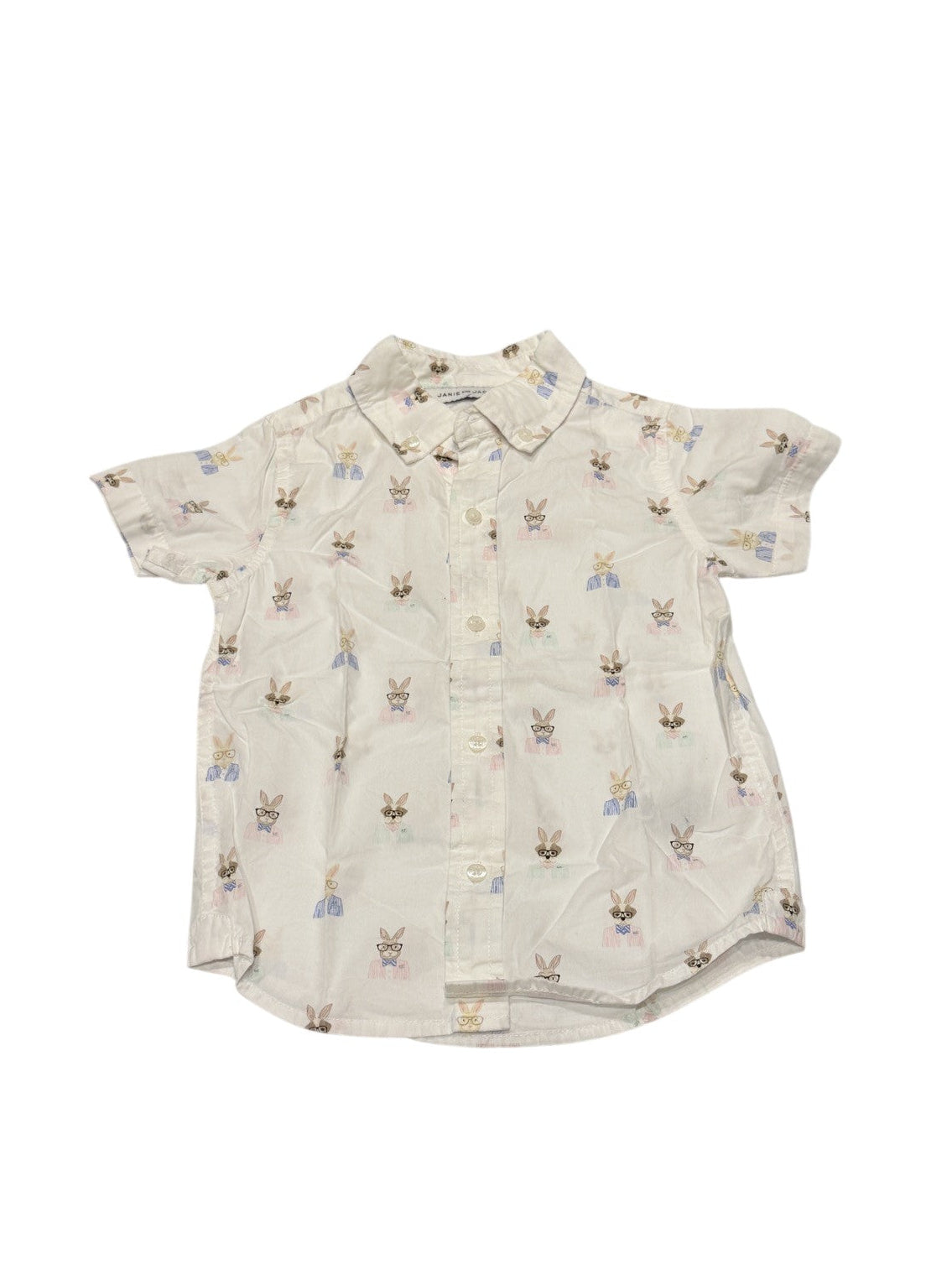 Janie and Jack Bunny Print Button Shirt Size 3