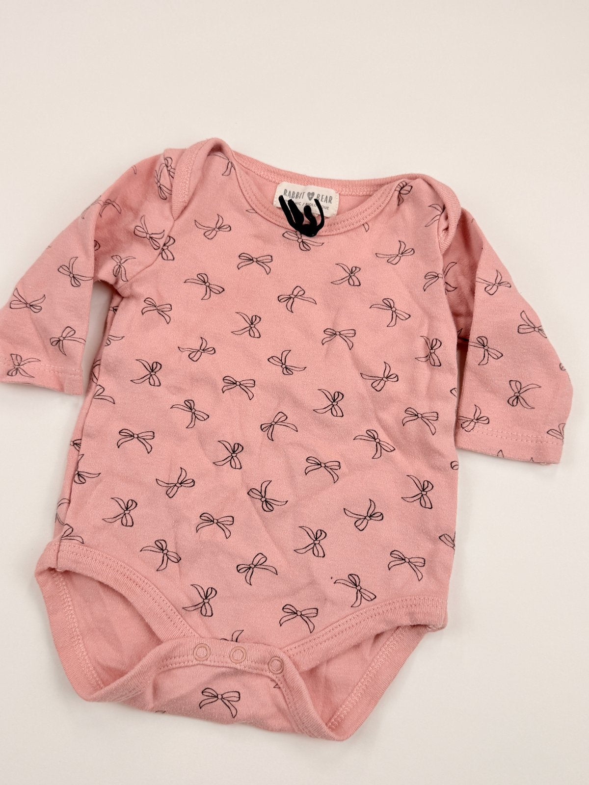 Rabbit + Bear Pink Bow Print Bodysuit 0-3M
