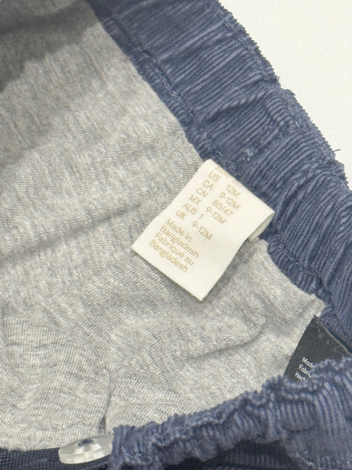 H&M Navy Corduroy Lined Pants 12M
