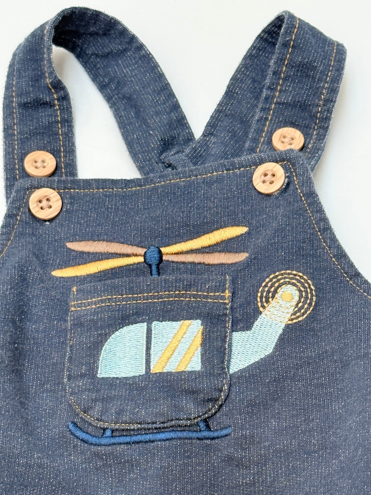 Pekkle Denim Helicopter Overall Romper 12M