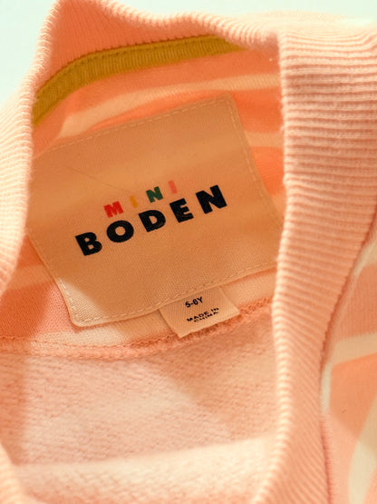 Mini Boden Puppy Appliqué Stripe Dress 5-6Y