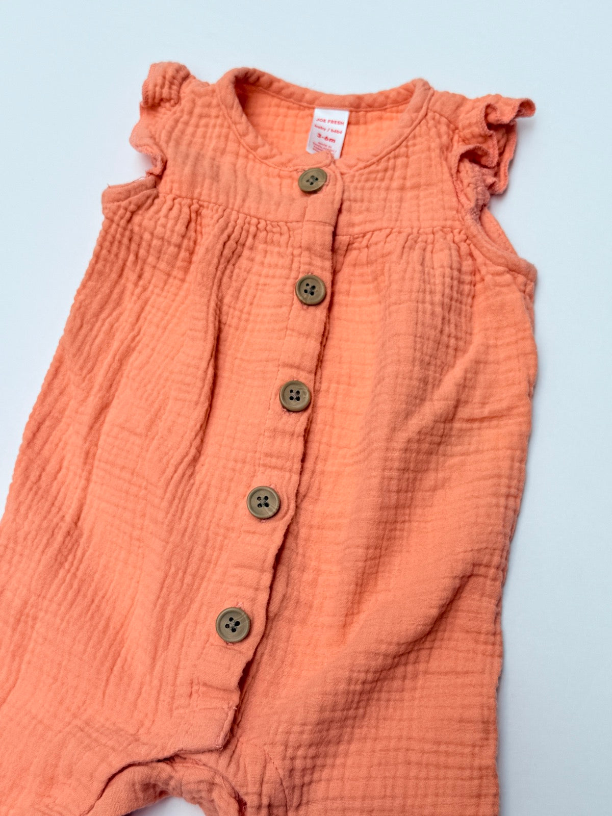 Joe Fresh Peach Muslin Romper 3-6M