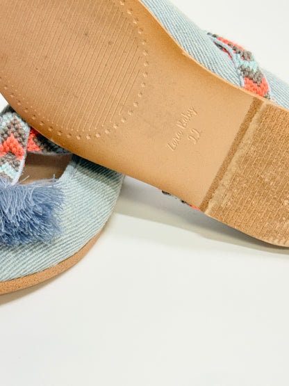 Zara Baby Denim Tassel Ballet Flat Size 22 - US6