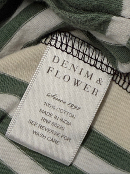 T-Shirt Denim & Flower Striped Size 9-10
