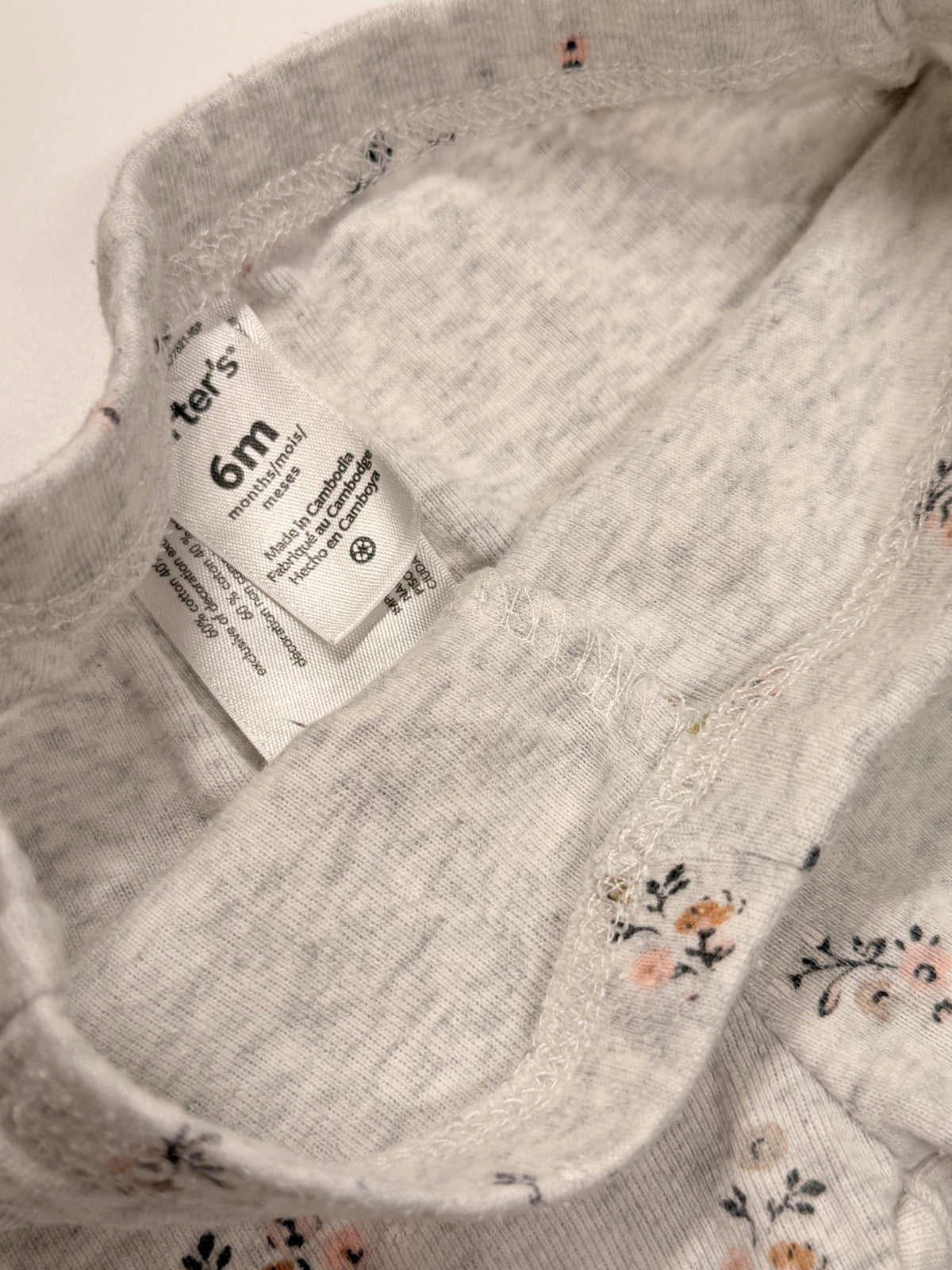 Carter's Gray Floral Leggings 6m