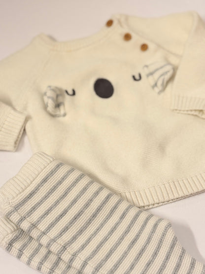 Fred & Flo Koala Knit Sweater Set 3-6M