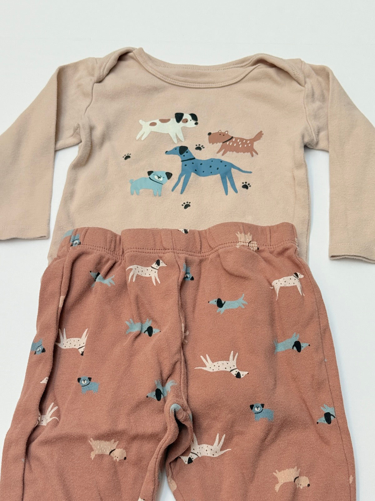 Pekkle Dog Print Bodysuit Pants Set 12M
