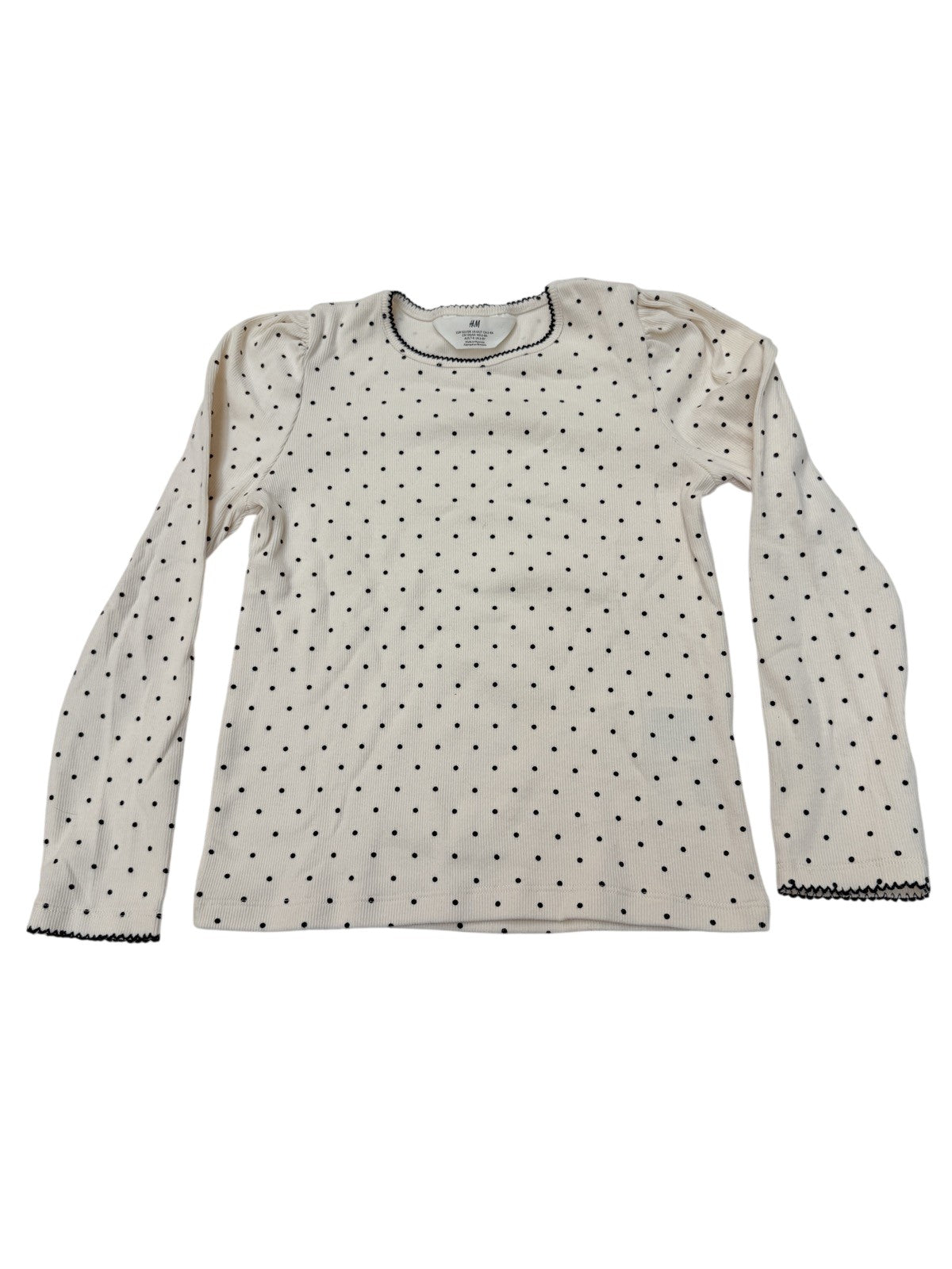 H&M Polka Dot Ribbed Long Sleeve Top Size 6-8Y