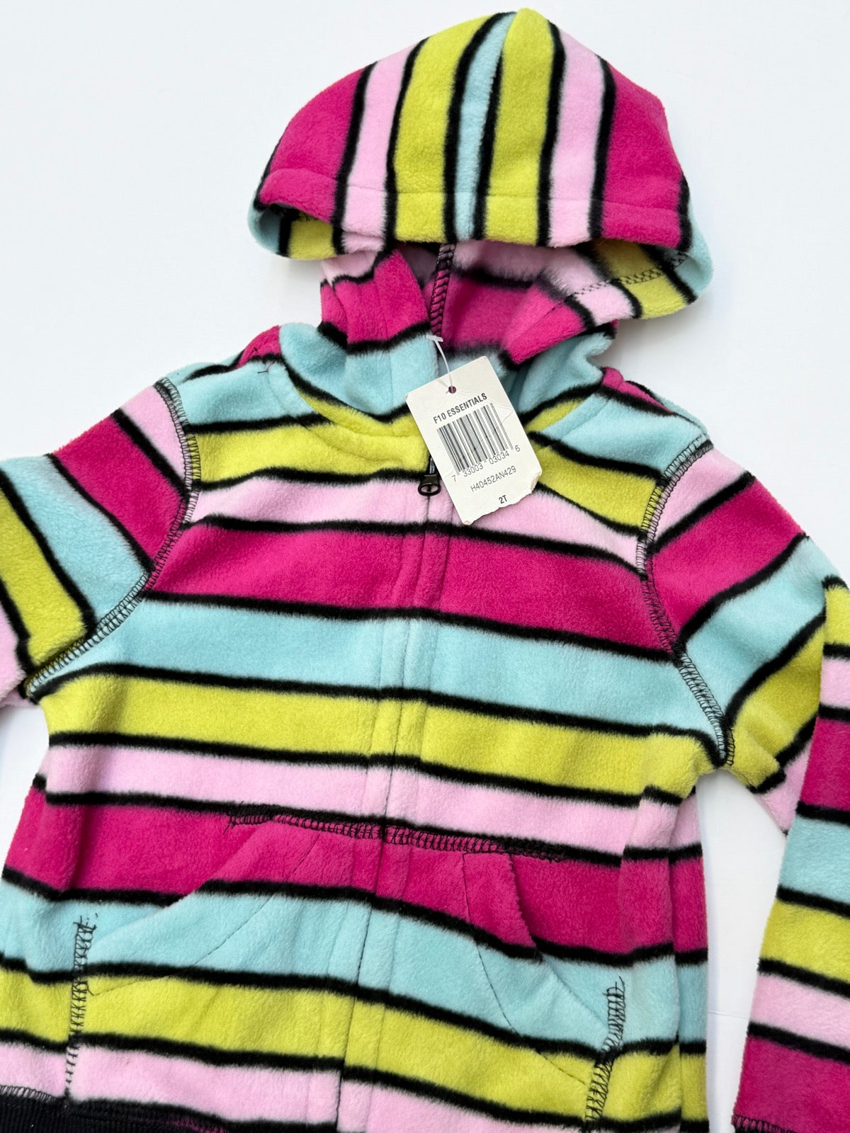 NWT - Greendog Striped Fleece Zip Hoodie 2/2T