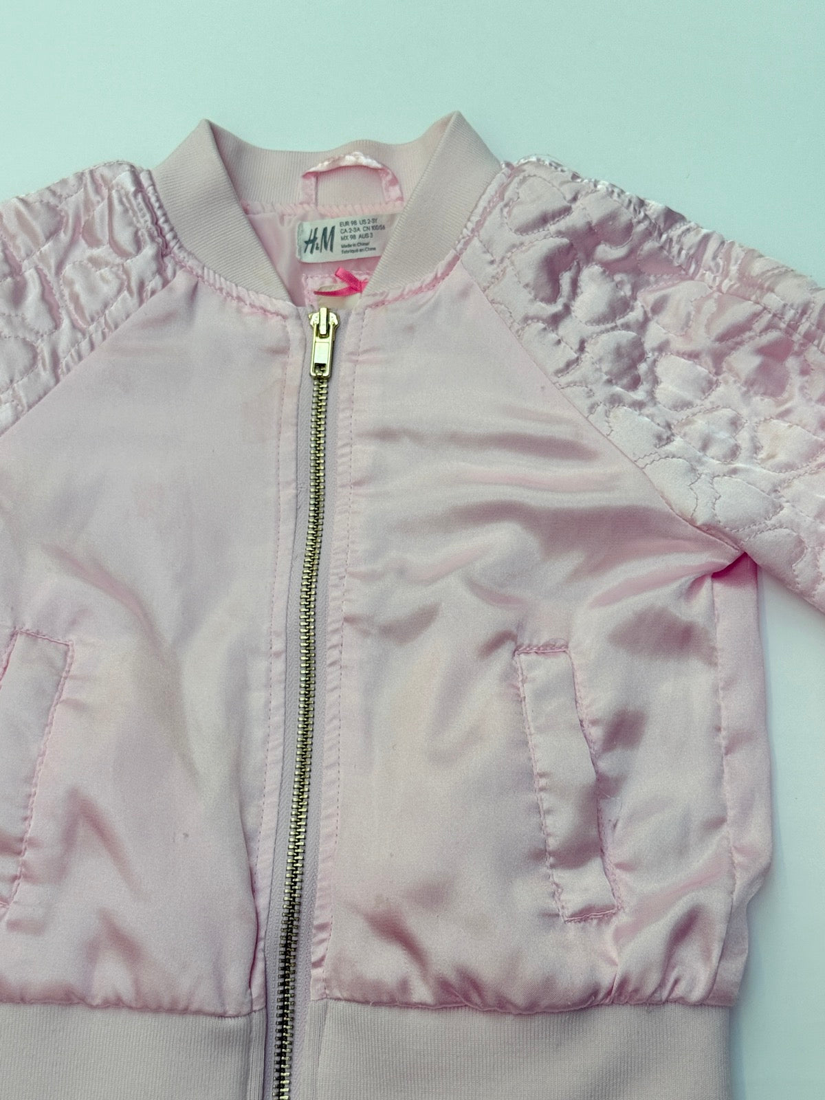 H&M Pink Satin Bomber Jacket 2-3Y