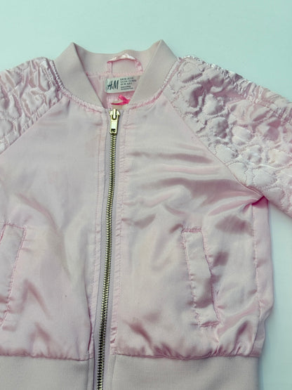 H&M Pink Satin Bomber Jacket 2-3Y