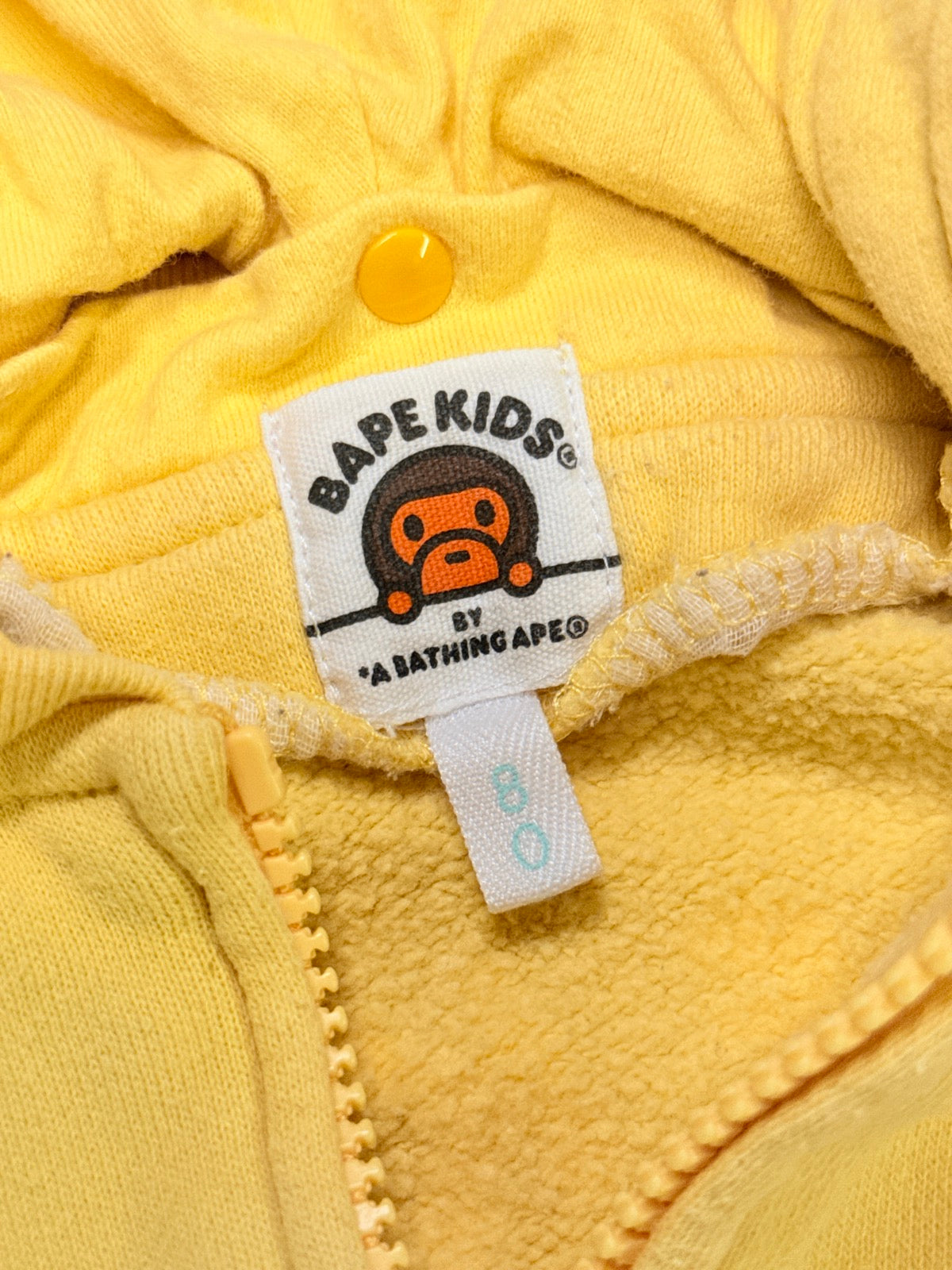BAPE Kids Milo Yellow Zip Hoodie Vest 12-18m
